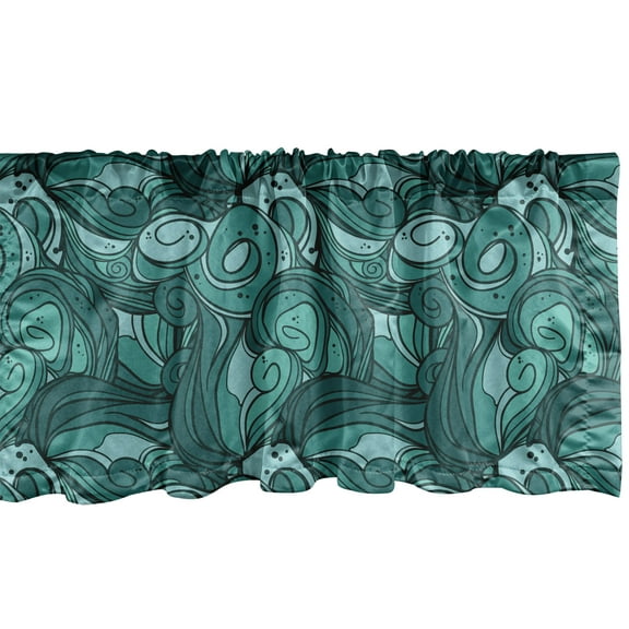 Ambesonne Hipster Window Valance, Swirling Curved Sea Line, 54" X 18", Seafoam Teal