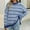 Blue, variant on Womens Sweaters Long Sleeve Crew Neck Sweater Casual Oversized Knitted Striped Top Size S-XL