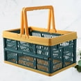 thumbnail image 3 of MIANGASTORE Collapsible Grocery Shopping Baskets Folding Stackable Crates Storage Containers Bins Organizer with Handles for Home Green, 3 of 8
