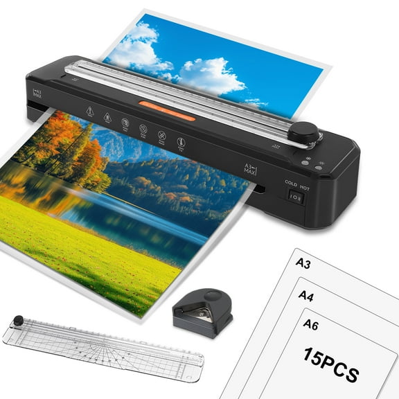 A3 Laminator Machine, 13 inch Cold Hot Laminating Machine with Laminating Sheets, Paper Trimmer and Corner Rounder, Fast Warm No Jam Personal Thermal Laminator Machine 11x17 for Home Office School