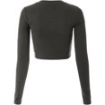 thumbnail image 2 of ORUYROP Women's Solid Long Sleeve Round Neck Crop T Shirt Top, 2 of 6