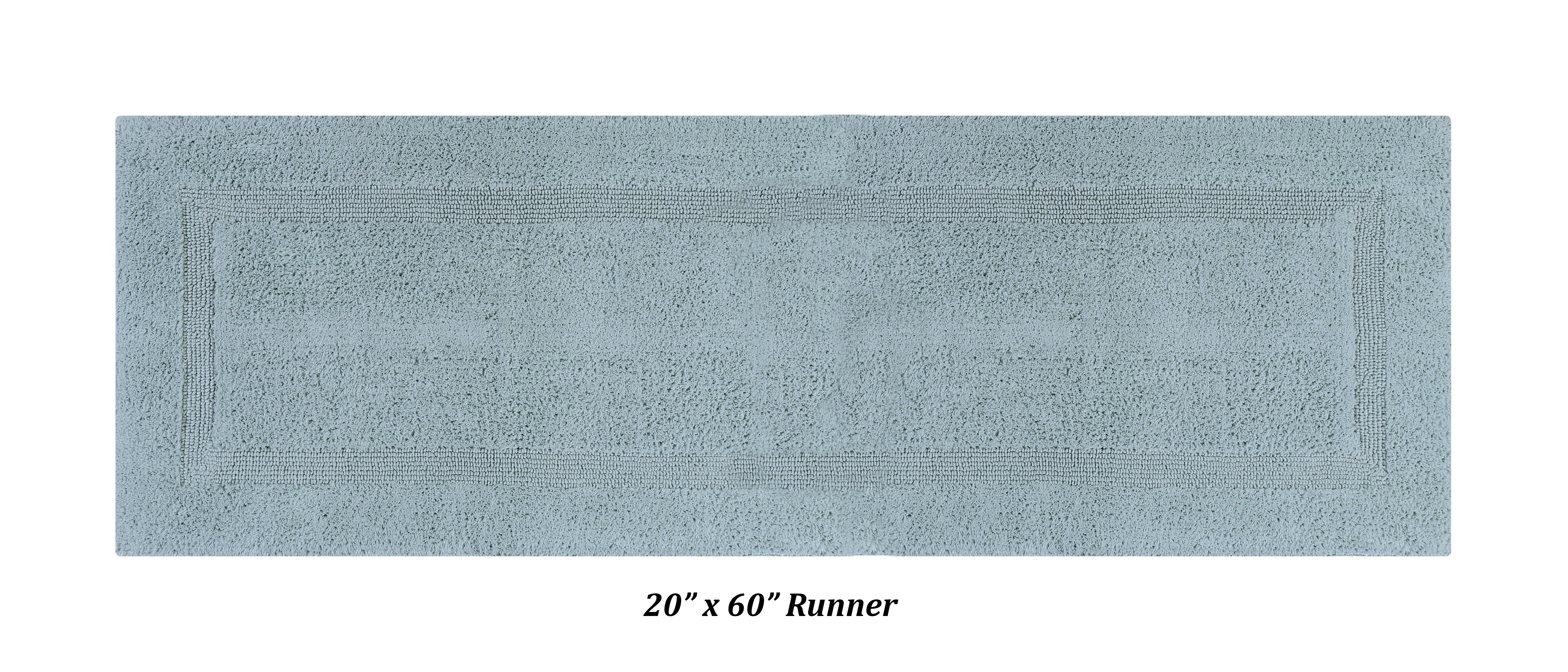 Better Trends Premium 4 Piece Bathroom Rug Set 100% Cotton, Extra Soft Tufted Bath Mat, Water Absorbent & Reversible Mat, Blue Lux Collection