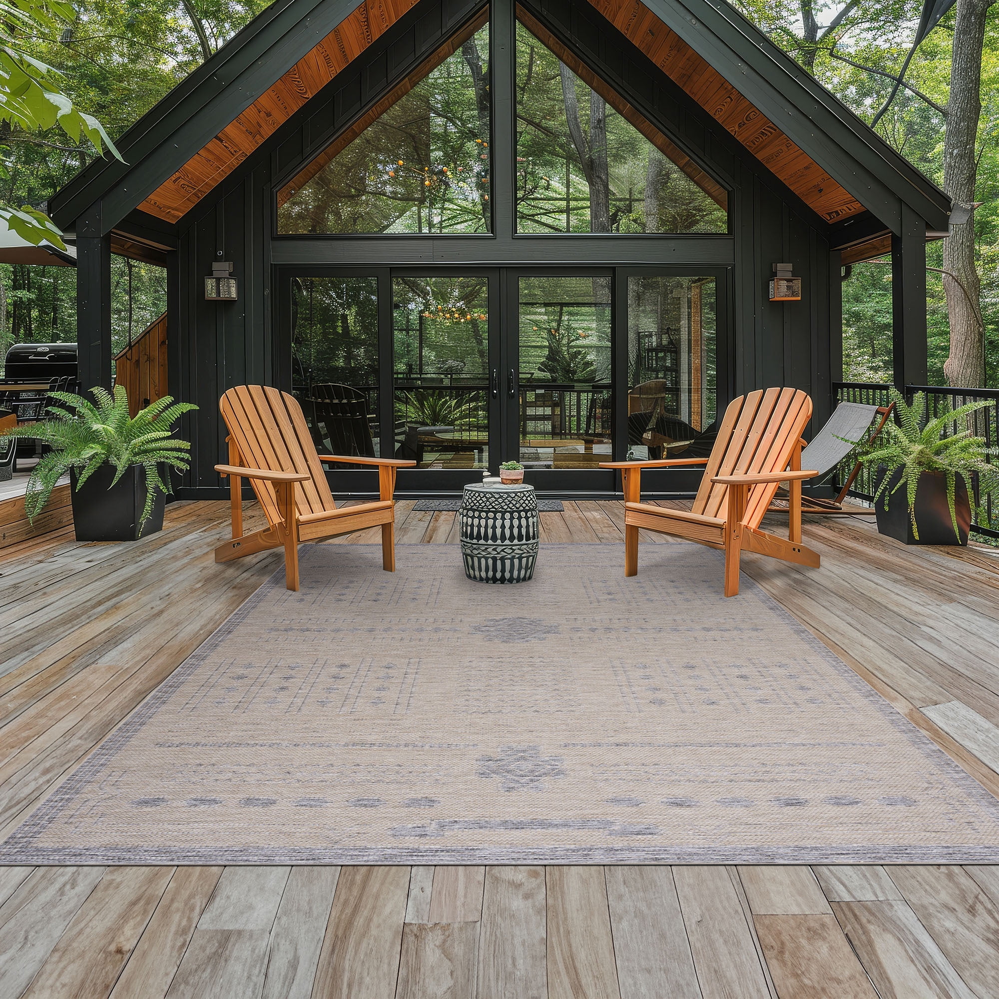 Bliss Rugs Bailey Transitional 5' x 7' Natural and Gray Indoor Outdoor Area Rug