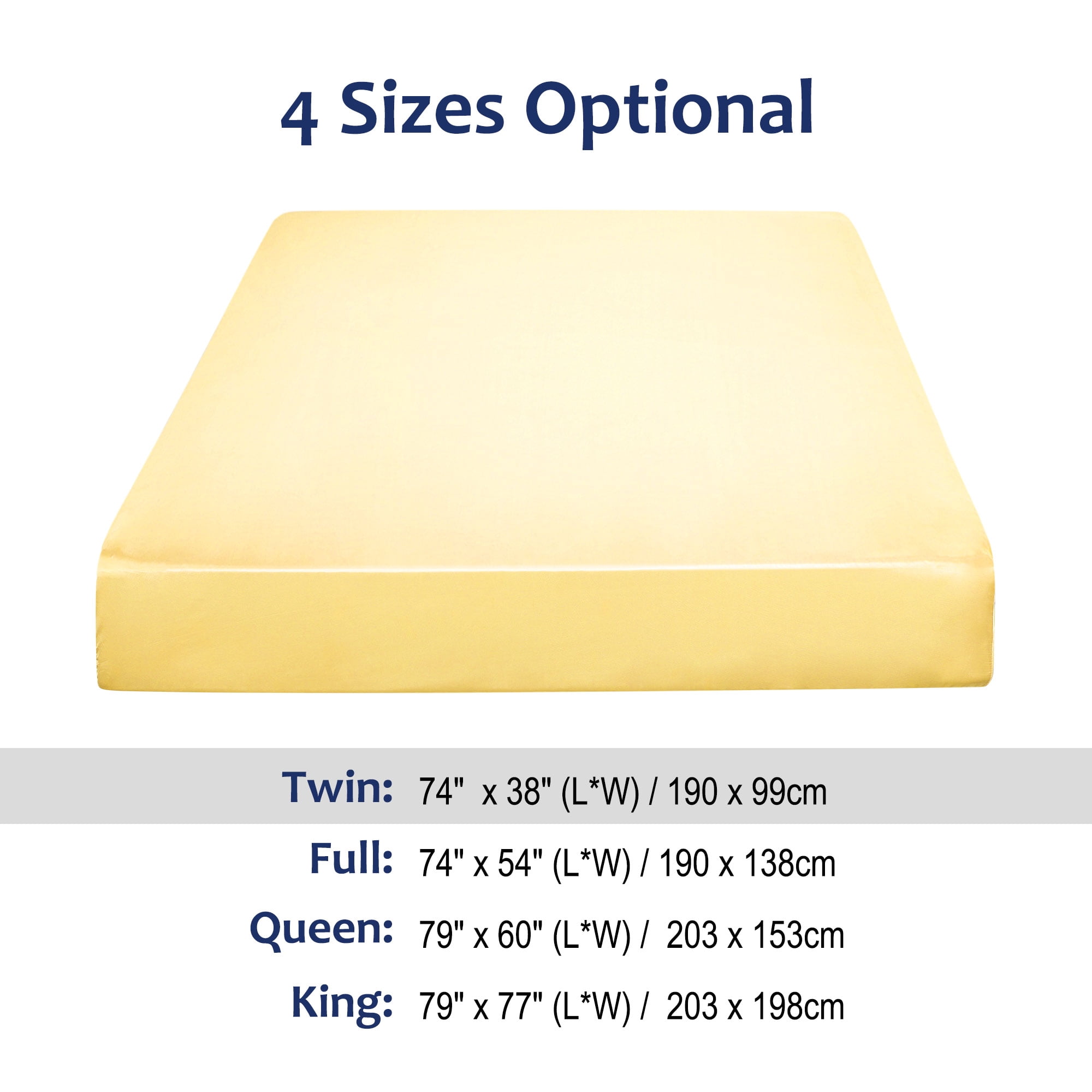 Unique Bargains Silky Deep Pocket Bed Sheet Soft Twin Gloden Tone