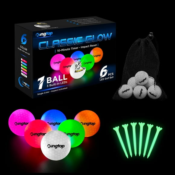 Pelotas de golf LED KINGTOP Classic que brillan en la oscuridad con temporizador