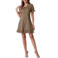thumbnail image 1 of INSPIRE CHIC Vestido Mini de Cuadros Gingham con Volantes y Cuello Peter Pan de los Años 60 Talla L Marrón Oscuro, 1 of 6