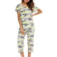 thumbnail image 3 of HAHDAXIA Womens Pajama Set Cotton Capri Pant Pyjama Short Sleeve Sleepwear Summer Pjs, 3 of 7