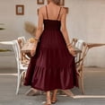 thumbnail image 5 of NXMZXB Women's Boho Maxi Dress Sleeveless Spaghetti Strap Spring Summer Wedding Guest Dress High Slit Summer Vacation Ruched Tiered Ruffle Flowy Milkmaid Sundress Wine XXL, 5 of 6