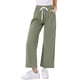 thumbnail image 1 of Jeans de pierna ancha para mujer INSPIRE CHIC con cintura elástica y cordón, pantalones de mezclilla casuales con bolsillos, verde militar L, 1 of 6
