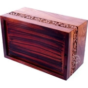 Handmade Urn for Human Ashes Adult - Rosewood Borders Engraving Wooden Cremation Box-Indian Wood Memorial Keepsake (Medium : 7 x 5.5 x 3.5 - 93lbs or 42kg, Natural)