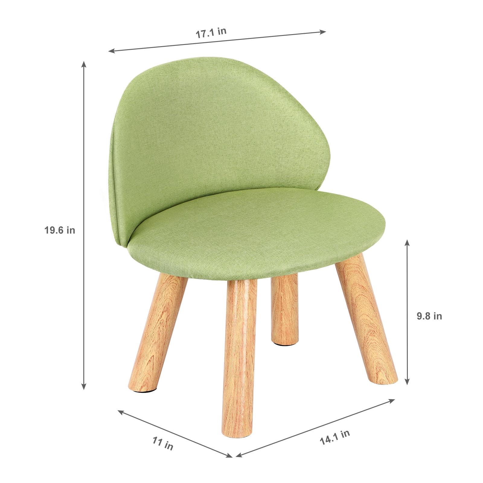 Oumilen Upholstered Kids Indoor Accent Chair with Wooden Legs, Green