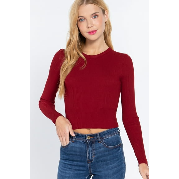 Long Slv Open Back Sweater Top