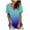 Blue, variant on TIHLMK Womens Shirts Gray Women's Fashion Casual Gradient V-neck Short Sleeve Loose T-shirt Tops Gift for Womens Tops