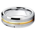 thumbnail image 2 of Tungsten Wedding Band Tungsten Carbide Ring 7mm Yellow Gold Tungsten Gray Ring Men and Women Comfort Fit, 2 of 3
