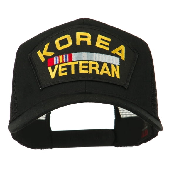Korea Veteran Military Patched Mesh Back Cap - Black OSFM