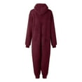 thumbnail image 6 of Women's Fleece Onesie Loungewear Pajamas Winter Warm Fuzzy One Piece Romper Zipper Hooded Jumpsuit Sleepwear Ladies Clothes, 6 of 6