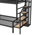 thumbnail image 5 of Bunk Bed Twin Over Full, Metal Bunkbed Frames with Storage Stairs, Wire Shelving and Wardrobe, Full-Length Guardrail, No Box Spring Needed, Black, 5 of 9