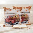thumbnail image 3 of Fall Truck Outdoor Waterproof Pillow Covers, Orange Maple Leaf Pumpkin Sunflower Wooden Decorative Square Throw Pillowcase Sofa Cushion Sham for Patio/Couch/Chair, 26"x26" 2 Pack, 3 of 8