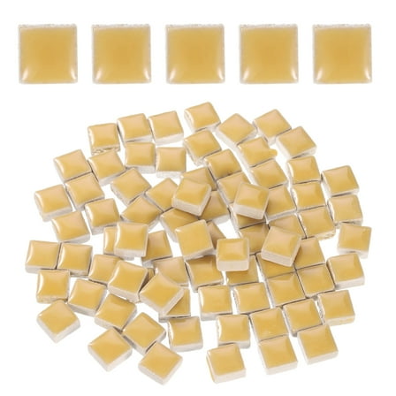 100g Square Mosaic Tiles, Ceramic Mosaic Tiles, 0.4 x 0.4Inch, Khaki