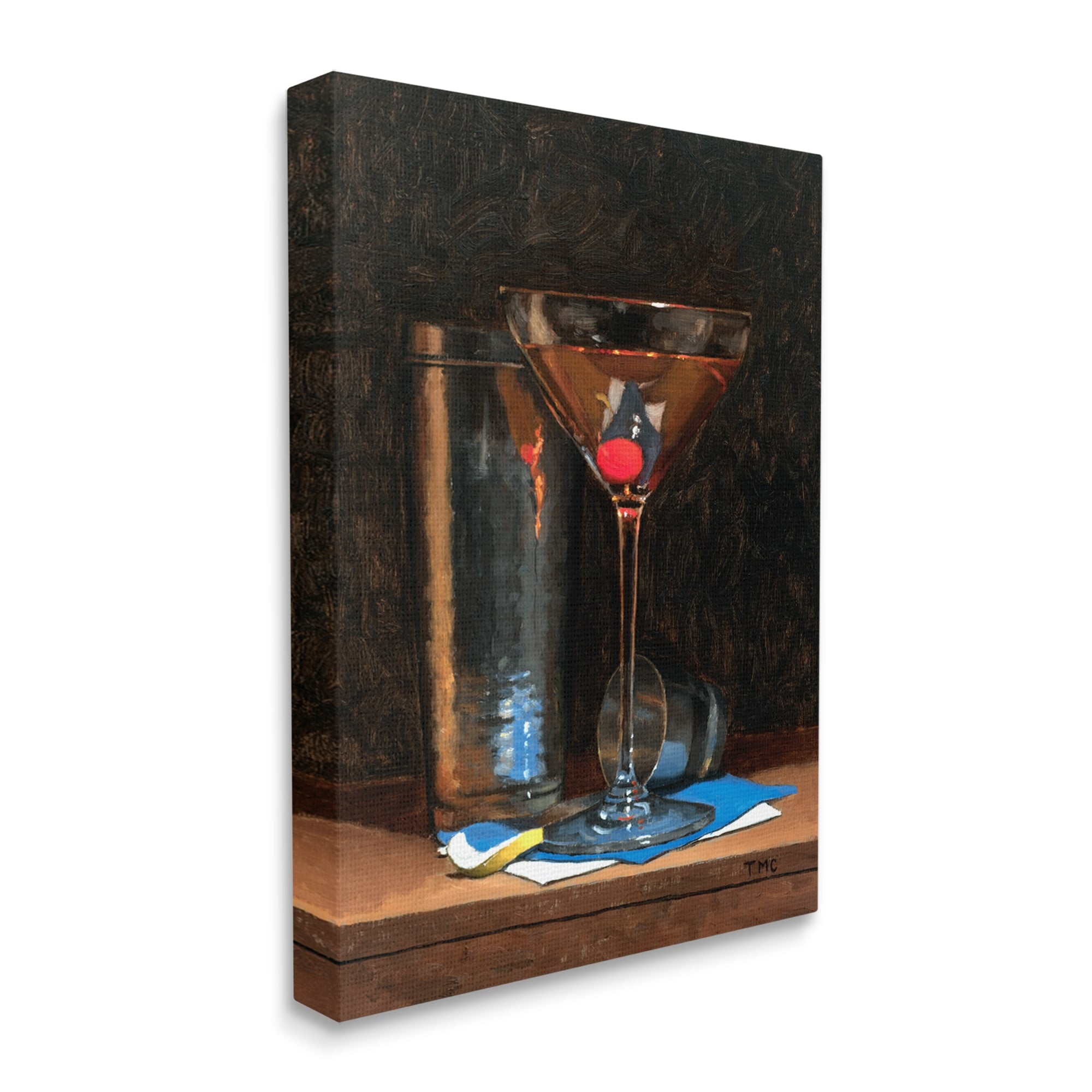 Stupell Industries Martini Glass Drink Mixer Detailed Still Life Paintings Gallery-Wrapped Canvas Print Wall Art, 16x20, by Todd M. Casey