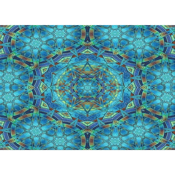 Ahgly Company Indoor Rectangle Patterned Blue Jay Blue Area Rugs, 5' x 7'