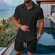 thumbnail image 1 of Ceisia Men's Loose Fit Casual 2-Piece Set Short Sleeve Button-Down Shirt with Elastic Waist Drawstring Shorts Gifts, 1 of 9