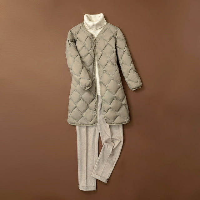 EGNMCR Parka à Manches Longues pour Femmes, Manteau Chaud avec Poches, Veste Longue d'Hiver