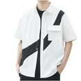 thumbnail image 1 of Camisas Hawaianas de los Hombres Que Contrastan Casual Suelto de Manga Corta Botón de la Camisa para las Vacaciones en la Playa, 1 of 4