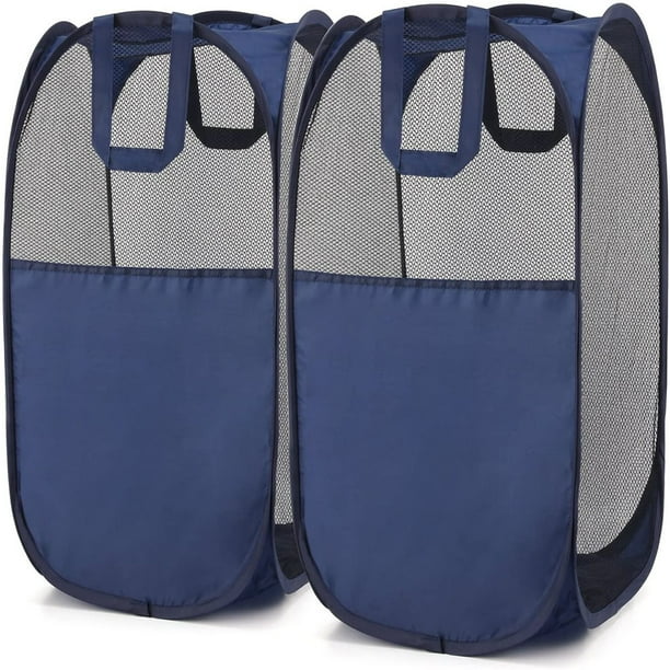 PopUp Hamper, Foldable PopUp Mesh Hamper with Reinforced Carry Handles, Laundry Mesh Basket