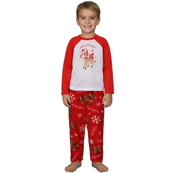 Rudolph Costume Matching Family Pajama Set Red Nose Included, Toddler