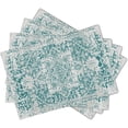 thumbnail image 2 of Gray Teal Boho Placemats Set of 4 Ethnic Bohemian Carpet Place Mats Washable Kitchen Dining Vintage Grey Geography Floral Linen Table Mats Stain Heat-Resistant Cloth Tabel for Home Party 12x18 in, 2 of 8