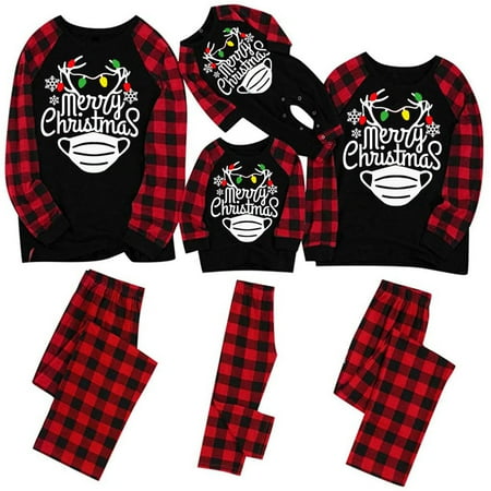 

Dadaria Matching Pajamas for Family Christmas Man Daddy Print Blouse Tops And Pants Xmas Family Clothes Pajamas Black Men XL