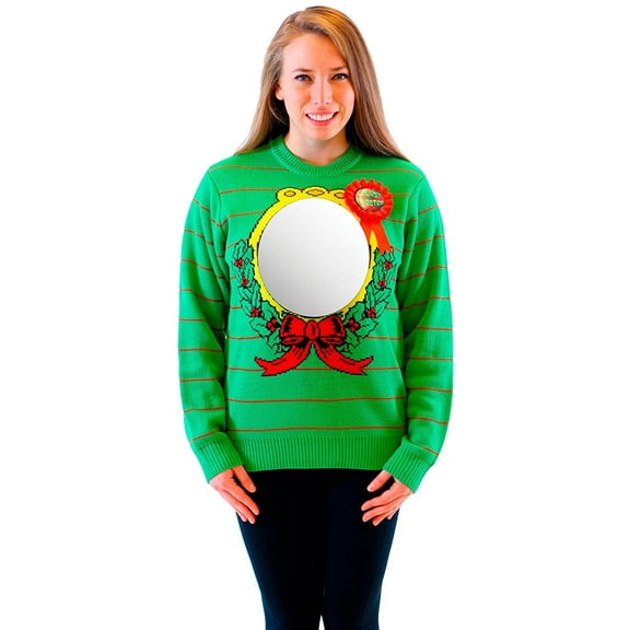 Mirror Ugliest Sweater Award Green Ugly Christmas Sweater