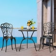thumbnail image 3 of Nuu Garden 3-Piece Cast Aluminum Patio Bistro Set, All Weather Outdoor Furniture Bistro Set, Patio Dining Table with Umbrella Hole and Chairs, Butterfly , Black, 3 of 10