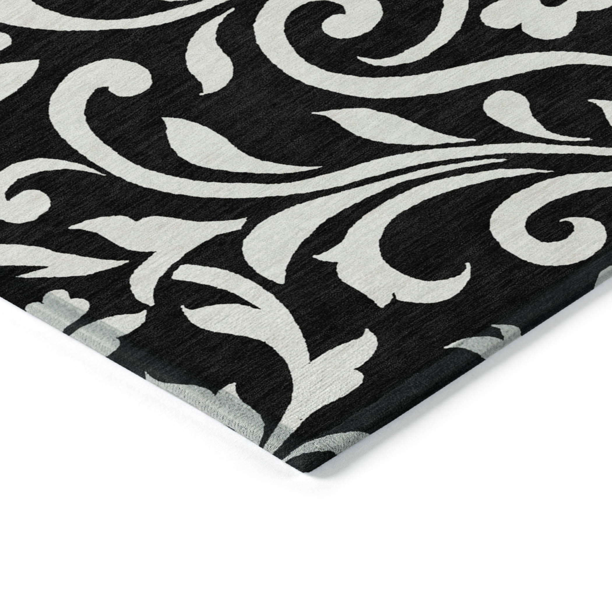 Addison Rugs Chantille Indoor/Outdoor Transitional Floral Black Washable Rectangle Rug, 10' x 14'