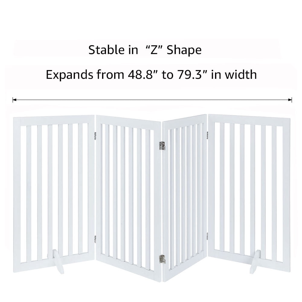 Unipaws 36”H Free Standing Pet Gate for Dog Cat, Foldable Pet Fence for The House,Tall Wooden Dog Gates for Doorway, Stairs,  Expandable Barrier, Indoor Use, White