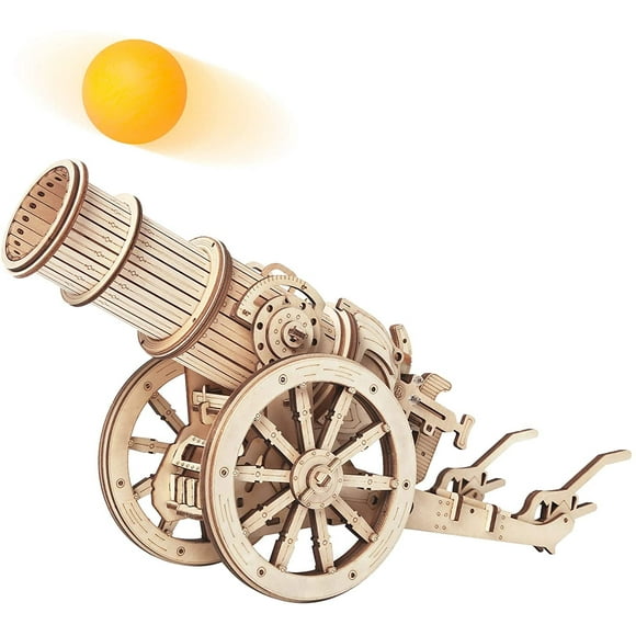 Robotime 3D Wooden Puzzle DIY Medieval Wheeled Cannon Model Kit to Build Mechanical Puzzles Gift