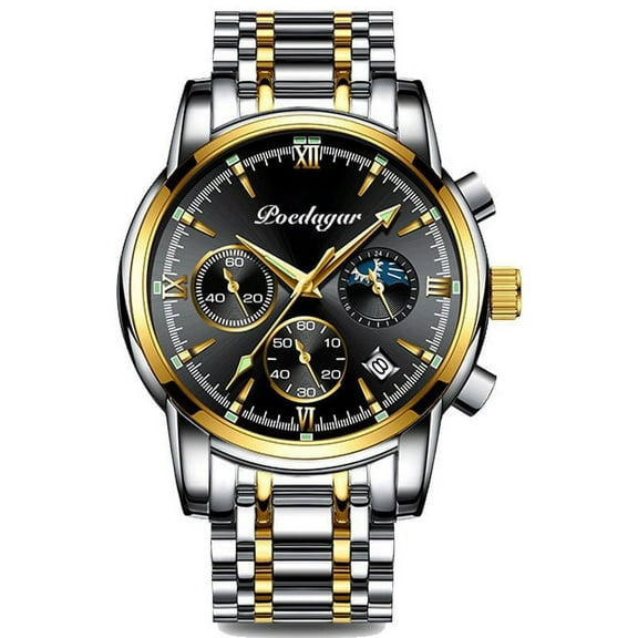POEDAGAR New Fashion Mens Watches Blue Luxury Top Brand Big Dial Military Quartz Watch Leather Sport Waterproof Chronograph