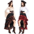 thumbnail image 4 of Vjnyvs Pirate Buccaneer Tops Shirt Skirt Corset Waist Belt Victorian Halloween Women Punk High Low Skirt Outfit, 4 of 7