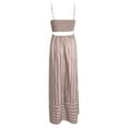 thumbnail image 6 of vigerkar Women Striped Maxi Dress Sleeveless Backless Cutout Smocked Sundress Spaghetti Straps Boho Flowy Dresses Khaki, L, 6 of 7