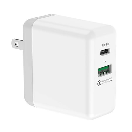 18W Qualcomm Quick Charge 3.0 + 27.6W PD USB-C Adaptive Fast Wall Charger -