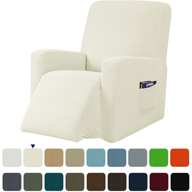 Subrtex Housse Extensible pour Fauteuil Inclinable 1 Pce, Housse Texturée à Carreaux avec Poches