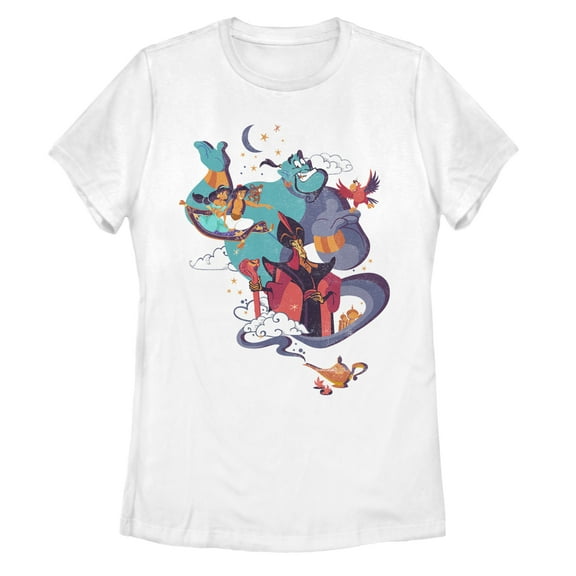 Women's Aladdin Cartoon Poster Graphic Tee White Medium