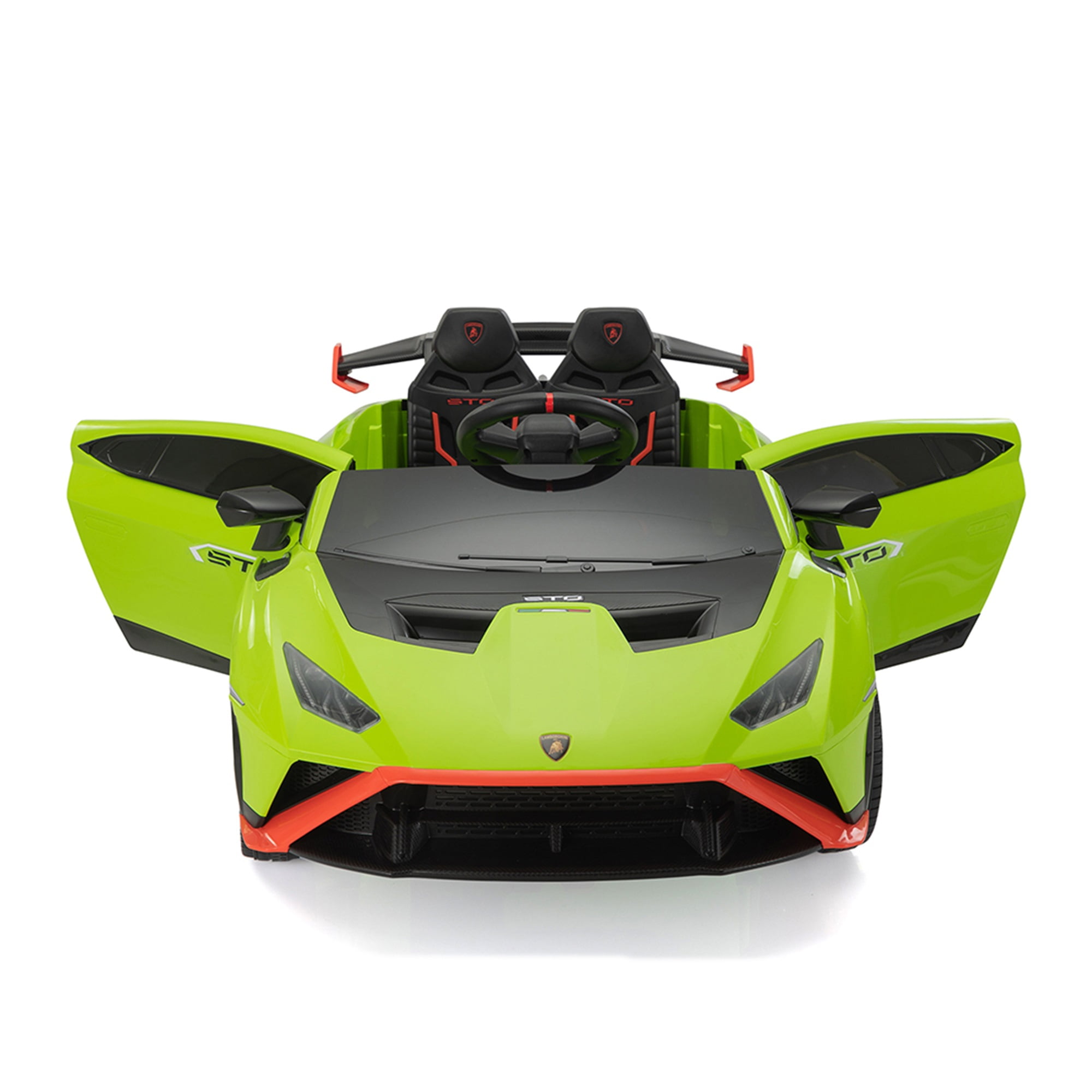 CIPACHO Kids Electric Ride On 12V Licensed Lamborghini Sto Battery Powered Sports Car Toy with 2 Speeds, Parent Control, Sound System, LED Headlights, Hydraulic Doors, Green