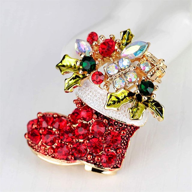 Broches de Navidad para mujer, multicolor, diamantes de imitación, esmalte de cristal, regalo de joyería de Navidad para niñas