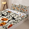thumbnail image 3 of Homewish Vintage Silhouette Halloween Pumpkin Zipper Twin Comforter Sets with Fitted Sheet and 2 Pillowcases,Bat Branch Print Zipper Bedding Set,Halloween Reversible,4pcs, 3 of 7