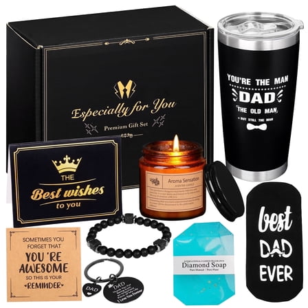 Tumao  Gifts for Men, Birthday Gifts for Men Presents Set from Daughter Son on Father Day Christmas Candle Tumbler Card Gifts for Dad Grandad Daddy Papa Husband