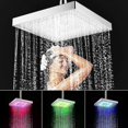 thumbnail image 1 of 8 Inch Chrome Rainfall Led Shower Head 7 Colors Changing Temperature Controlled High-pressure Bathroom Shower Head, 1 of 5