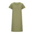 thumbnail image 5 of Oksale Tshirt Dresses for Women Loose Short Sleeve Linen Dress with Pockets Casual Crewneck Maxi Dresses Army Green XL, 5 of 9