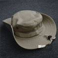thumbnail image 2 of Sombrero de ala redonda americano para exteriores, para montañismo en la jungla, de color liso, con vuelta hacia arriba, plegable, para hombres y mujeres, para pescar, 2 of 6
